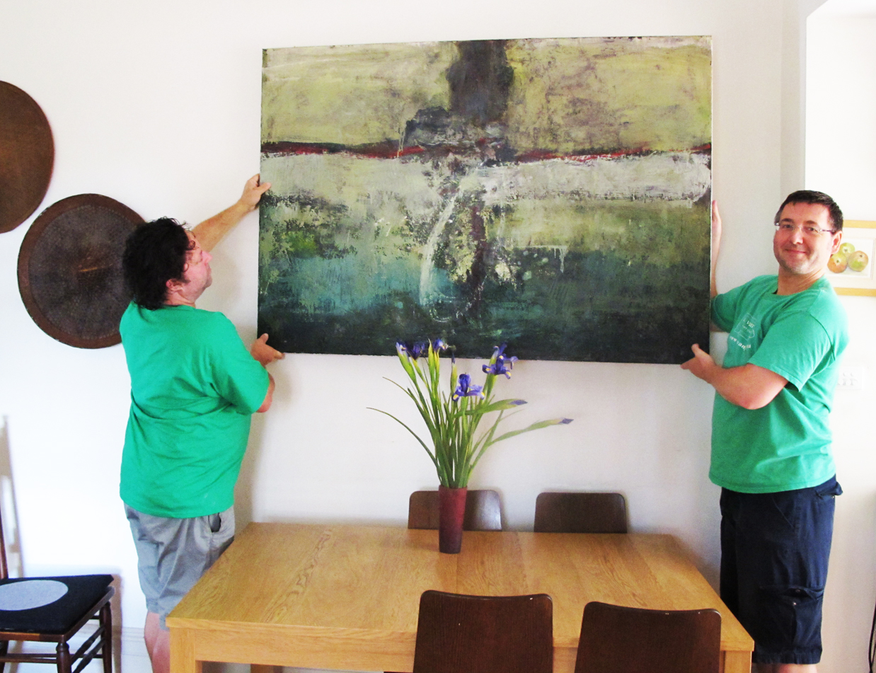 Sean & colleague Colin with painting by David Naseby